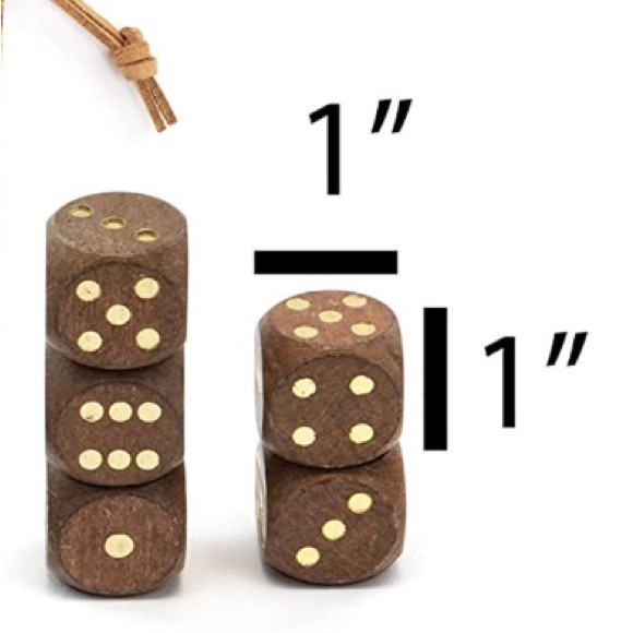 Set of 5 wood and brass dice - Picture 3 of 5